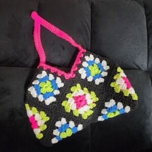Handmade Crochet Granny Square Shoulder Bag